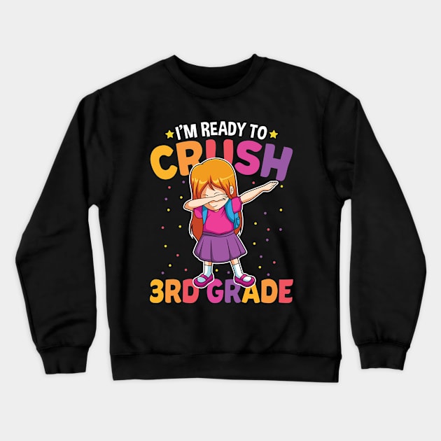 Dabbing Girl Third Grade Funny Back To School Gift Crewneck Sweatshirt by HCMGift